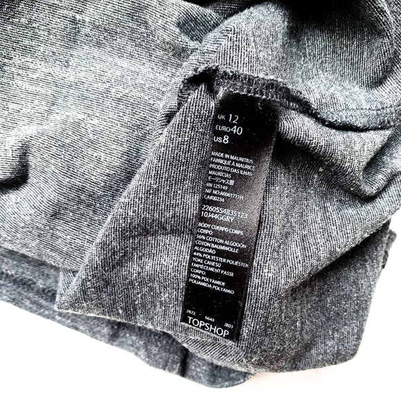 top shop short sleeved casual grey skirt w/lace - Picture 5 of 6